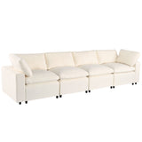 U-style Upholstered Modular Sofa With Storage Space and USB Charge Ports
