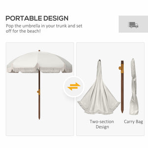 Outsunny 6.2' Portable Beach Umbrella, UV 40+ Ruffled Outdoor Umbrella
