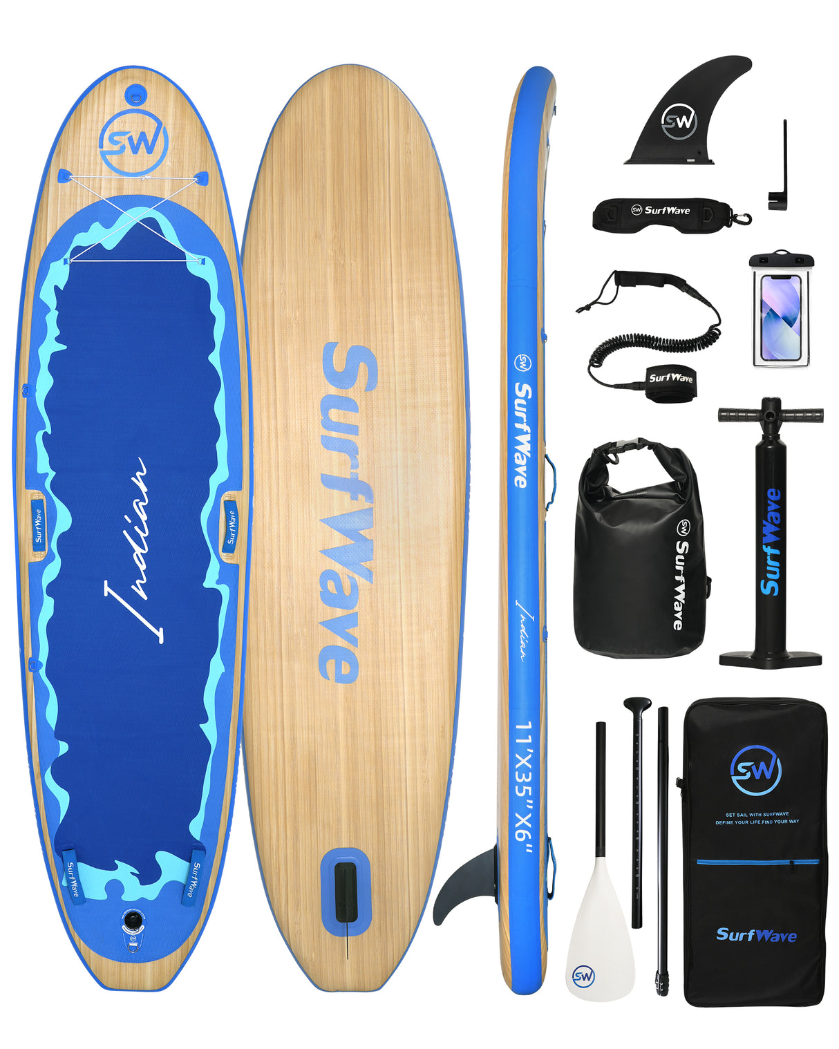 11ft Inflatable Paddle Board – All-Around SUP for Beginners & Travel | Blue