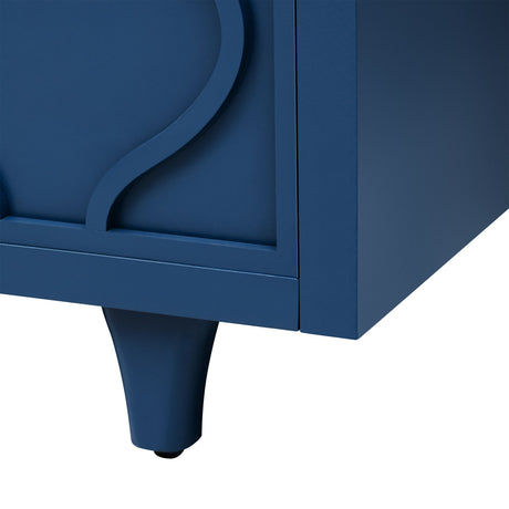 Storage Cabinet Sideboard Wooden Cabinet with Embossed Curved Doors
