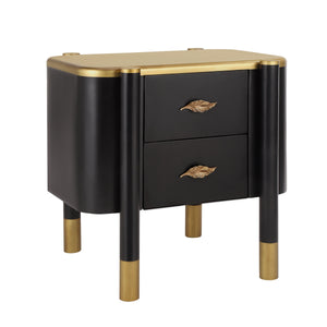 Contemporary 2 Drawers Nightstand with Curved Profile Design