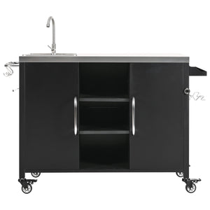 K&K 55.5" Outdoor Kitchen Island with Sink