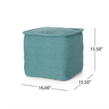 Hansolo Yarn Square Pouf Ottoman or Floor Cushion - Teal