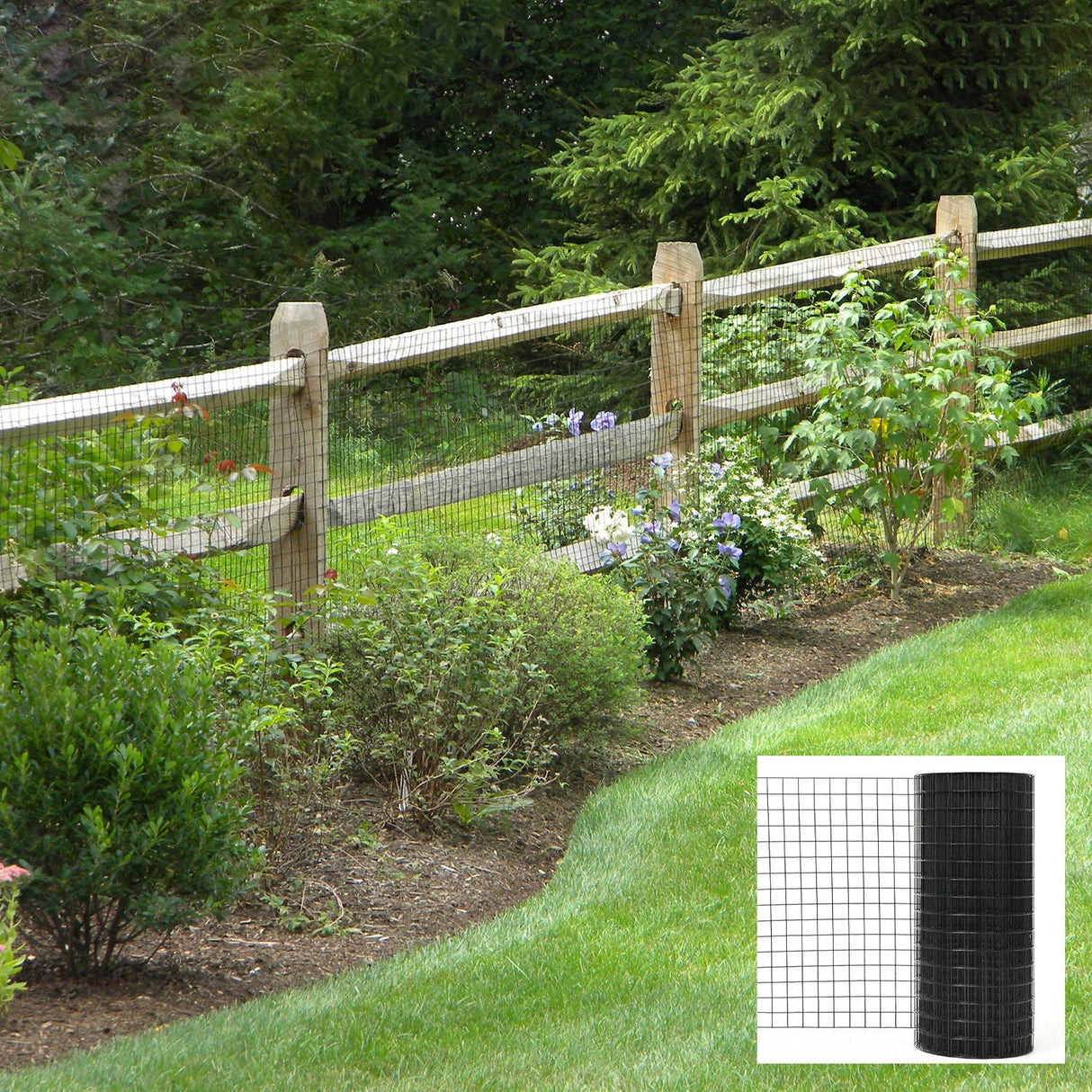 Vinyl Coated Hardware Cloth, 21 Gauge, Welded Wire Fence - Black