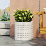 Antique white round planter