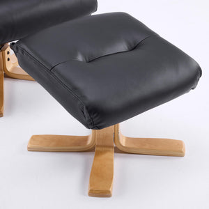 Massage Recliner With Ottoman, 360° Swivel, Heat & Vibration - Black Pu