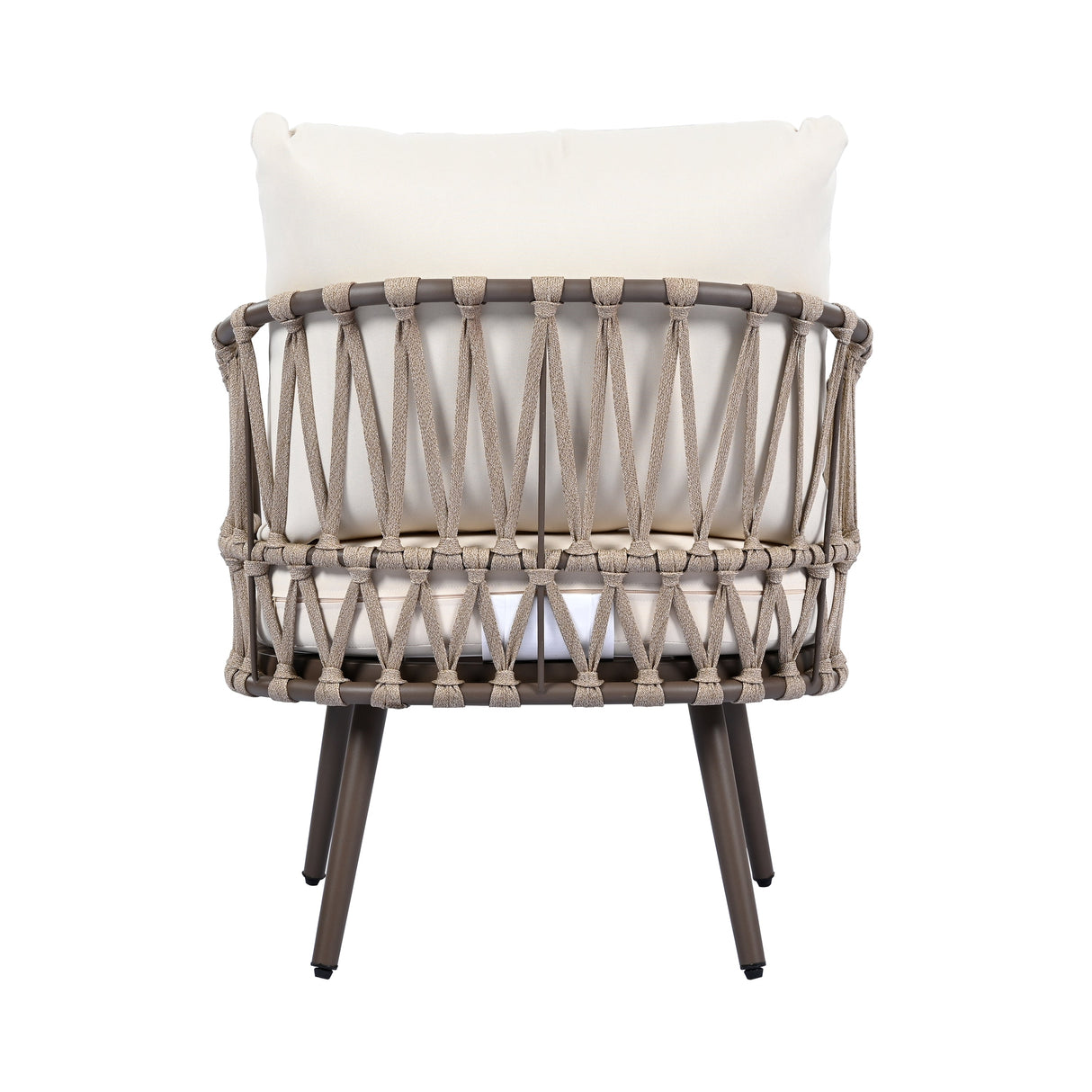 4-Piece Outdoor Patio Furniture Set with Metal Frame and Woven Rope