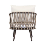 4-Piece Outdoor Patio Furniture Set with Metal Frame and Woven Rope