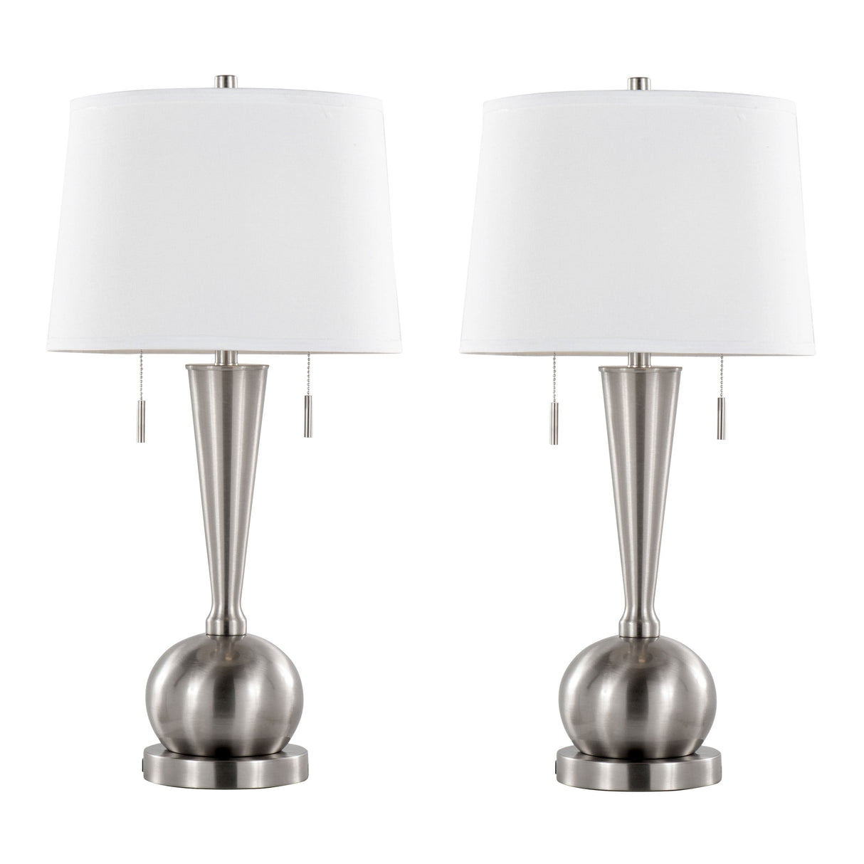 Jules 30.25" Contemporary Metal Table Lamp with Built-In USB Port - Set of 2
