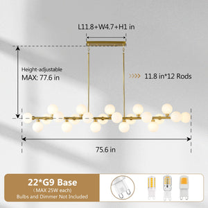 75.6'' Large Pendant Lamp with Opal Glass Shade