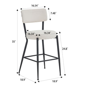 Modern Teddy Fabric Upholstered Bar Stools - Legs
