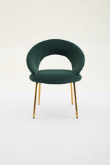 Set of 1 Velvet Fabric Dining Chair with Curved Backrest and Golden Metal Legs