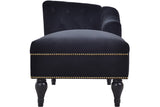 58" Velvet Chaise Lounge with Nailhead Trim and Solid Wood Legs