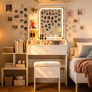 White Vanity Set with Smart LED Mirror