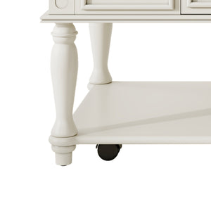 Farmhouse Coffee Table with One Drawer in Grey and White