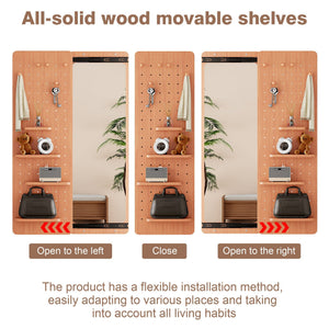 Wall Mounted Full Length Mirror With Shelf And Hook