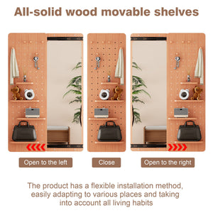 Wall Mounted Full Length Mirror With Shelf And Hook