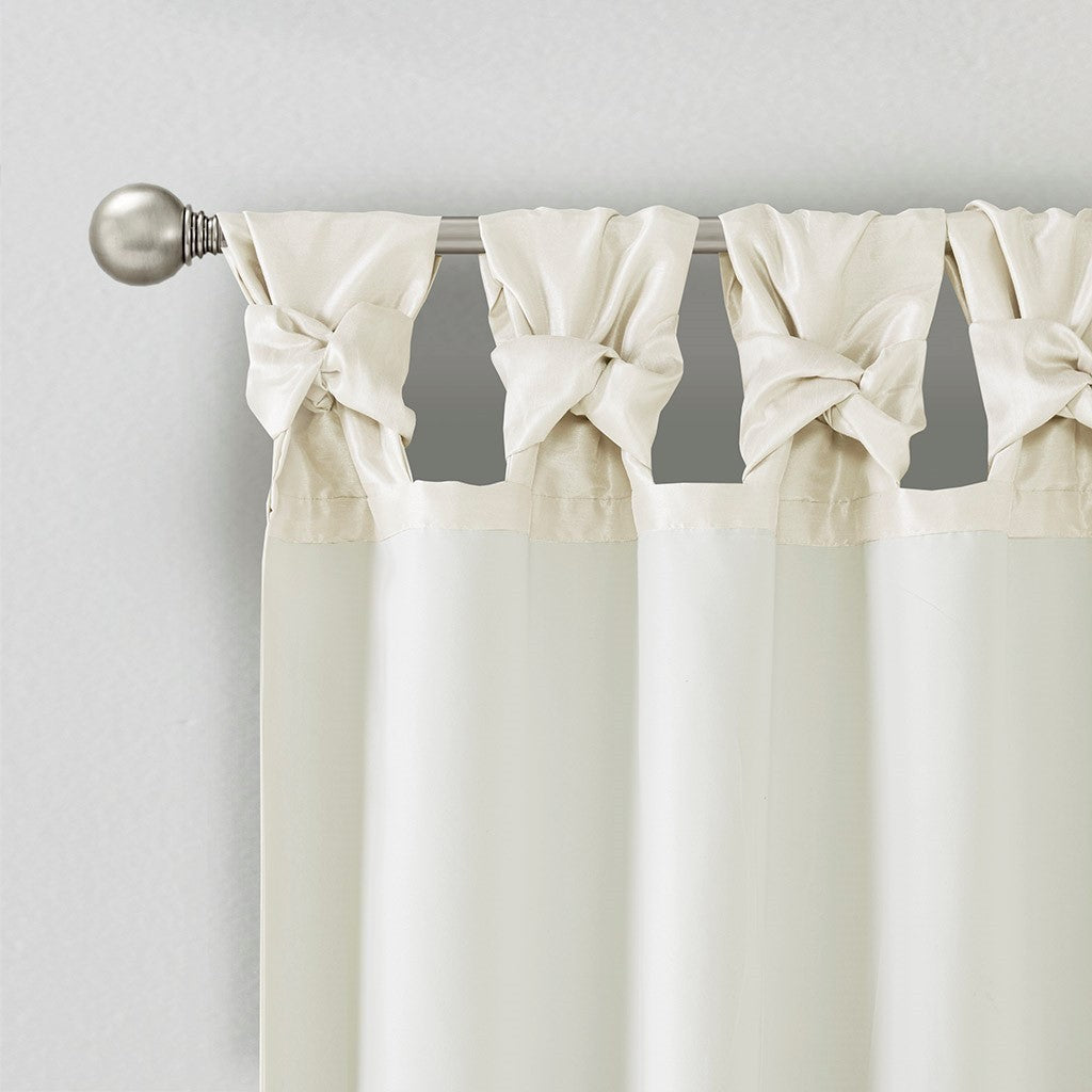 Twist tab lined window curtain panel white 50x95"
