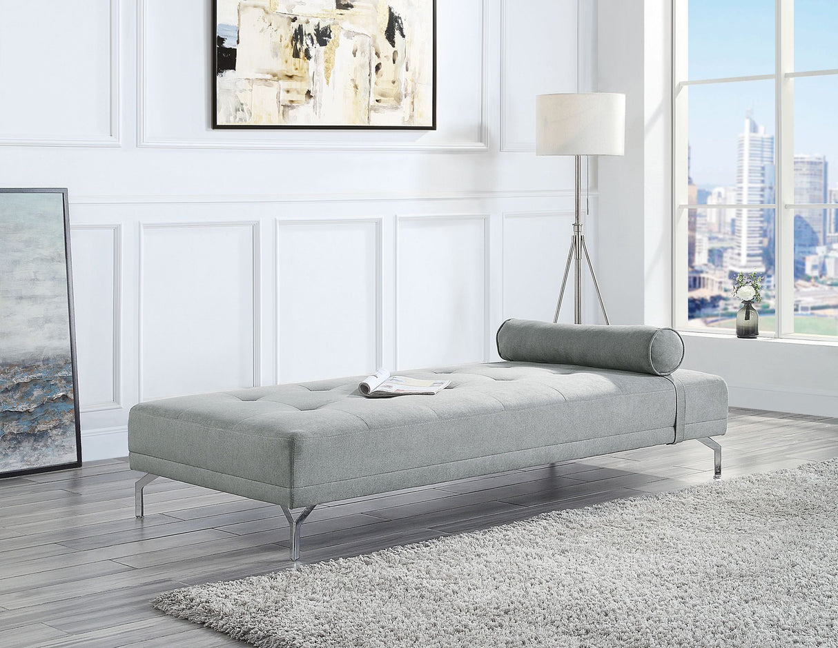 Quenti Gray Melange Velvet Sofa Bed with Pillow