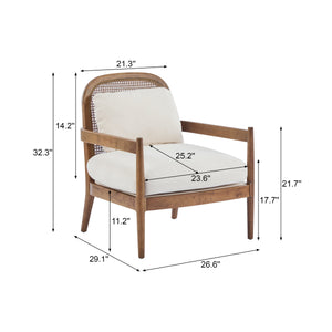 Elliston Rattan Backrest Solid Wood Accent Chair with Cushions - Set of 2