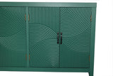 59in Green Accent Cabinet with 4 Doors Mid Century Modern Pantry Cabinet