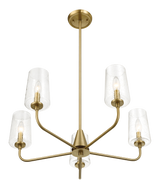 Dazzle Five Lights Chandelier with Clear Seeded Glass - Satin Brass