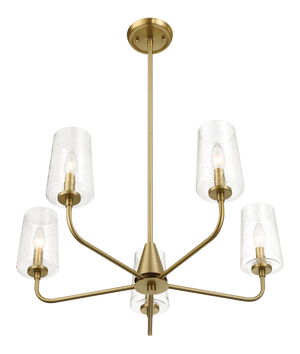 Dazzle Five Lights Chandelier with Clear Seeded Glass - Satin Brass