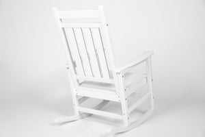 Oversized Rocking Chair with Wood-Texture, Outdoor Rocking Chair for Adults, All Weather Resistant Porch Rocker for Lawn Garden, White