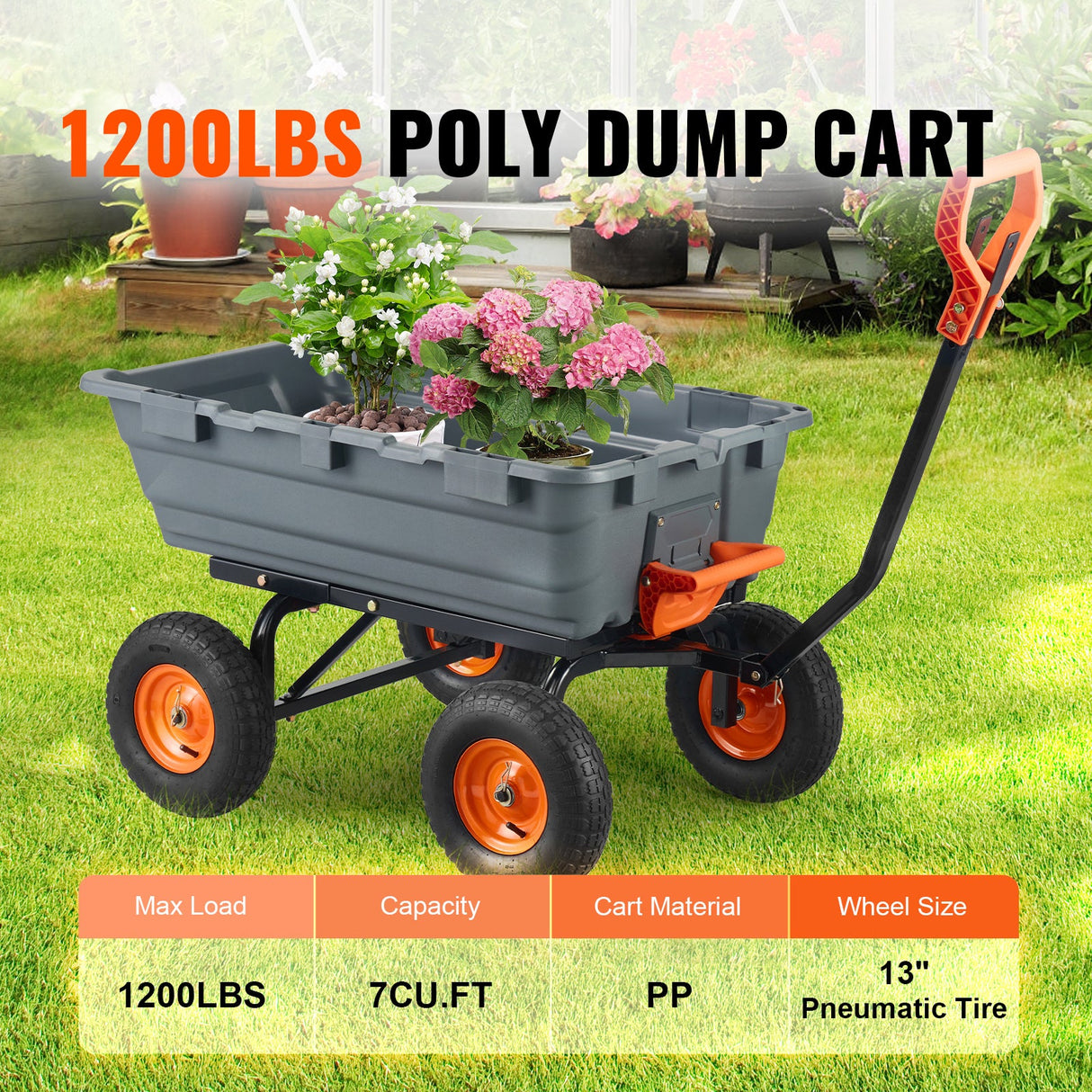 Dump Cart with Poly Body and Steel Frame