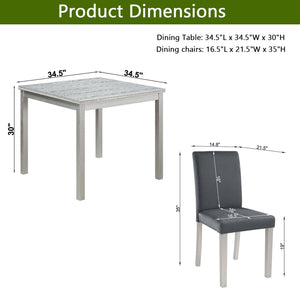5 Pieces Wooden Dining Table Set, Square Table And 4 Upholstered Chairs