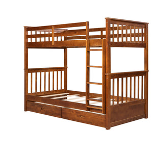 Bunk Bed With Ladders And 2 Storage Drawers