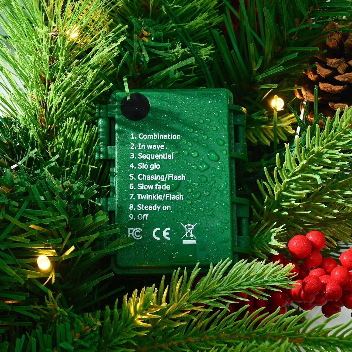 24-Inch Pre-Lit Artificial Christmas Wreath