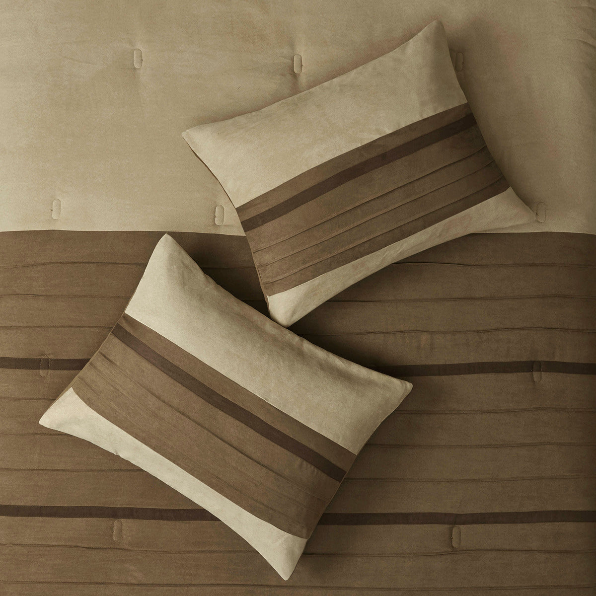 Natural Faux Suede Comforter Set with Hypoallergenic Filling - Cal King