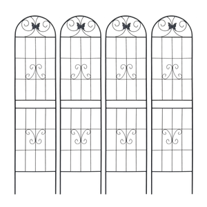 4 Pack Metal Garden Trellis 86.7" x 19.7" Rustproof Trellis for Climbing Plants Outdoor Flower Support Black