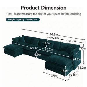 Comfort U Shaped Couch with Reversible Chaise