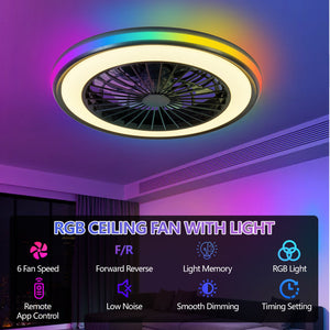 Modern LED Ceiling Fan Light with RGB Colors