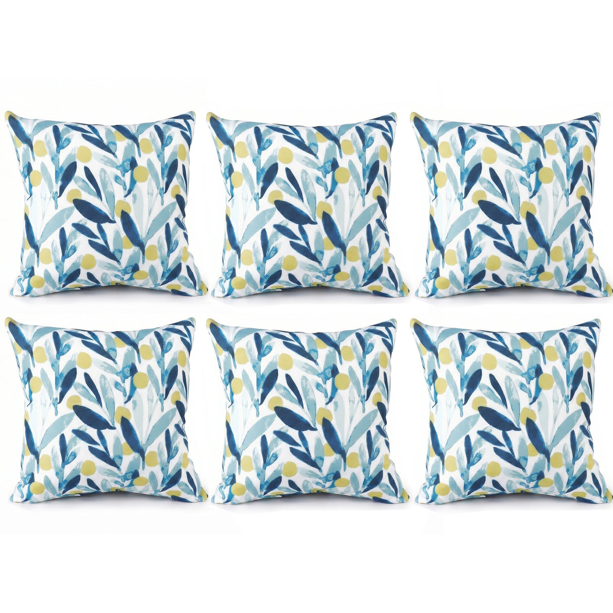 6 Pack Outdoor Pillow Covers - Coastal Leaves Design