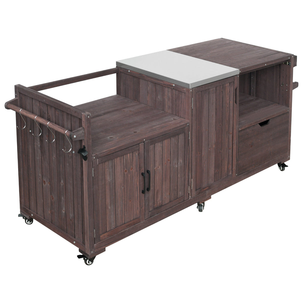 K&K 80.5' Outdoor Kitchen Island for Big Green Egg & Blackstone Griddle