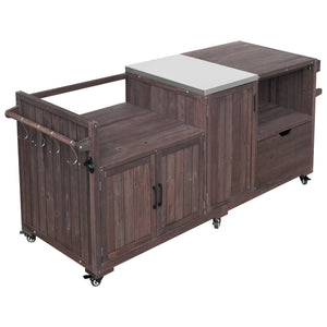 K&K 80.5' Outdoor Kitchen Island for Big Green Egg & Blackstone Griddle