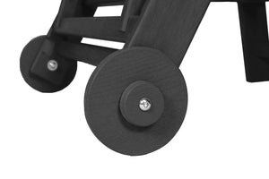 Wood Texture Outdoor Lounge Chair with Adjustable Backrest - Black