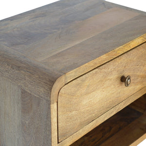 Solid Wood Floating Curve Open Slot Nightstand