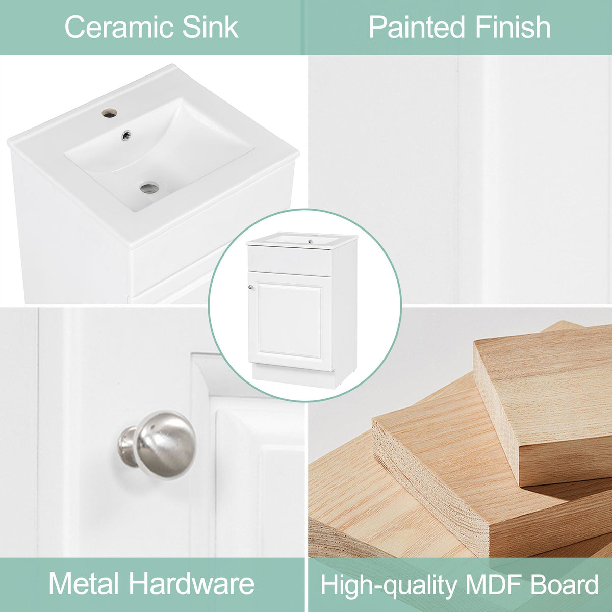 Bathroom Vanity With Sink, Cabinet With Adjustable Shelf