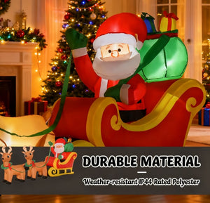 Outdoor Inflatable Santa Claus Decoration with Sleigh and Reindeer