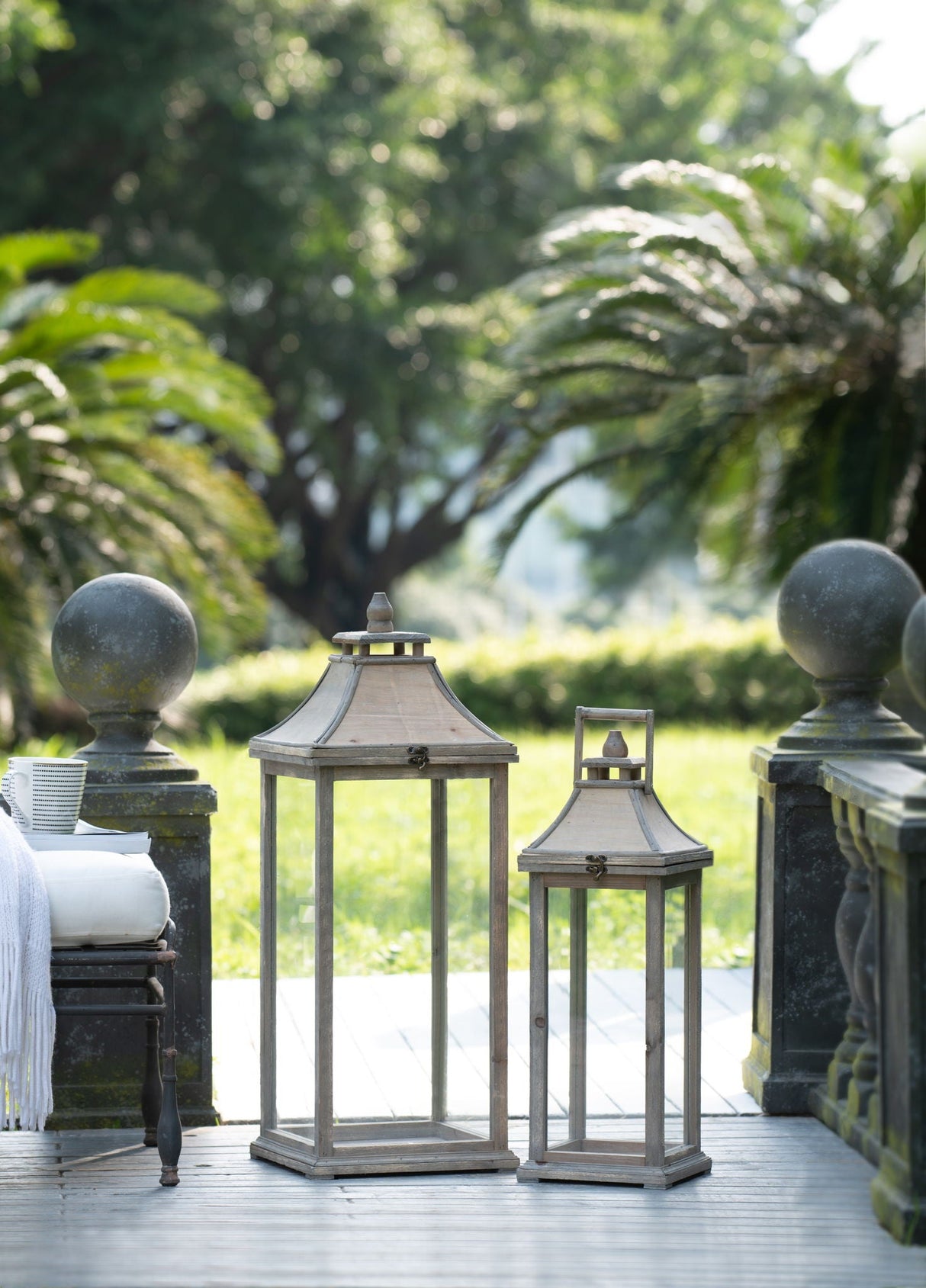 Candle Lantern Decorative, Hurricane Lantern Holder Decor For Indoor Outdoor, Home Garden Wedding - Ivory