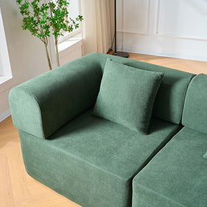 Modular L-Shaped Sectional Sofa With Deep Seat, Movable Chaise & 5 Pillows