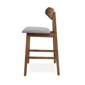 Mid Century Modern Counter Stool With V Shape Frame And Upholstered Seating