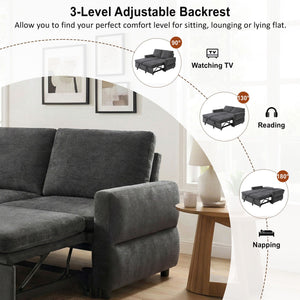 Convertible Sofa Bed Loveseat With Adjustable Backrest And USB Ports