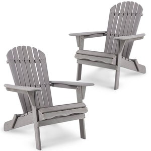 Classic Gray Cedar Wood Lounge Patio Chair Set of 2