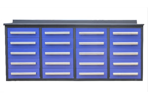 Garage Storage Cabinets With Workbench (With 20 Drawers) - Blue