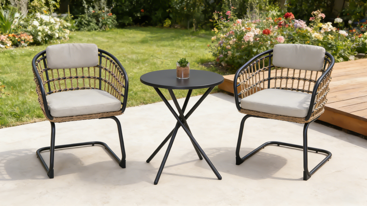 3-Piece Outdoor Wicker Bistro Set